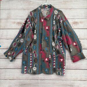 Vintage Chico's Design Southwest Print Button‎ Down Shacket Women's Size Large